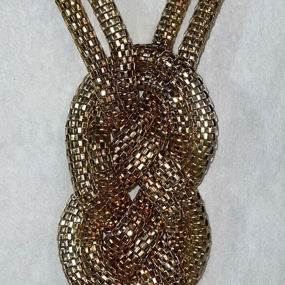 Vintage Knotted Slinky Necklace Women’s Gold Tone Braided Retro Grandmacore - Picture 4 of 14